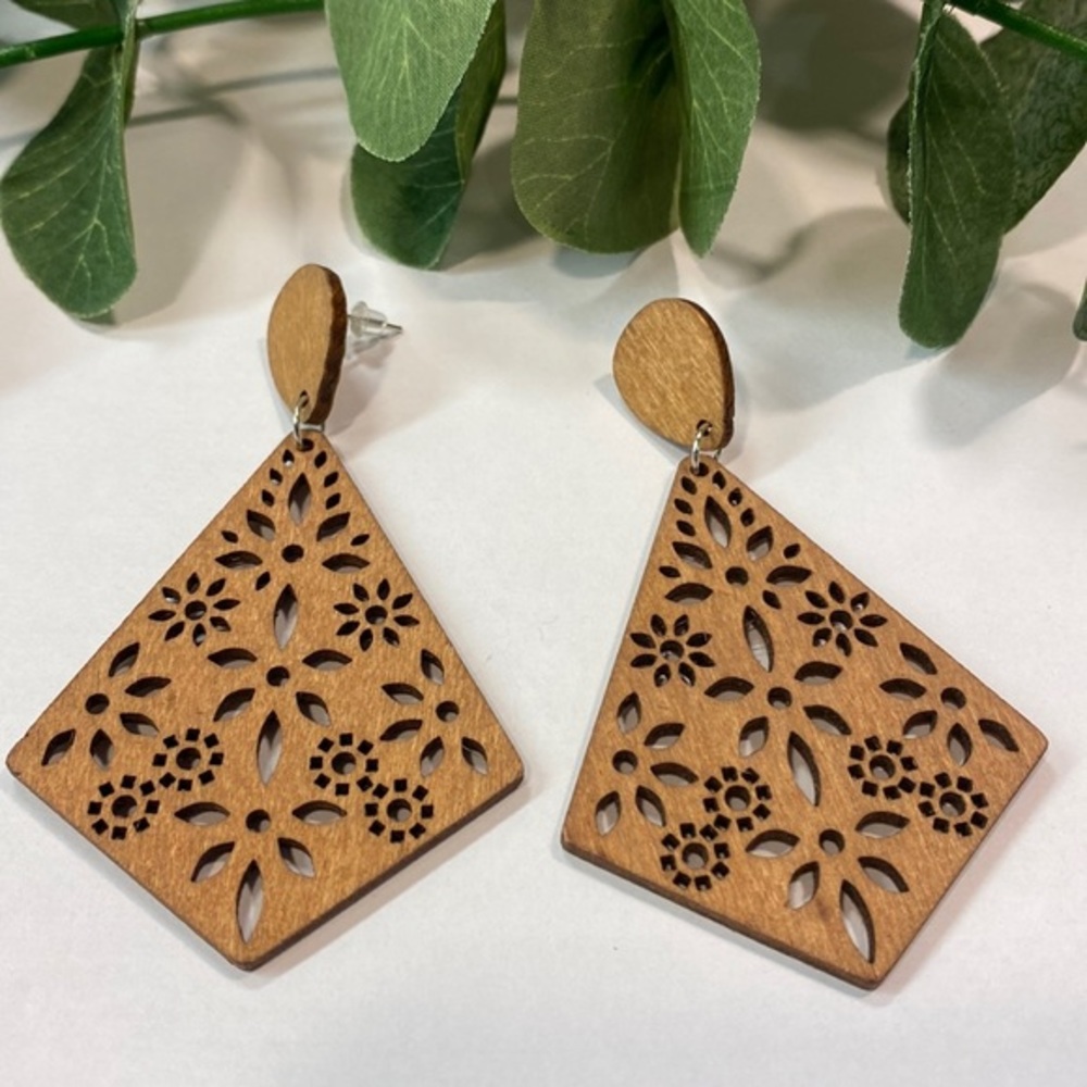 Gorgeous boho laser cut wooden earrings!